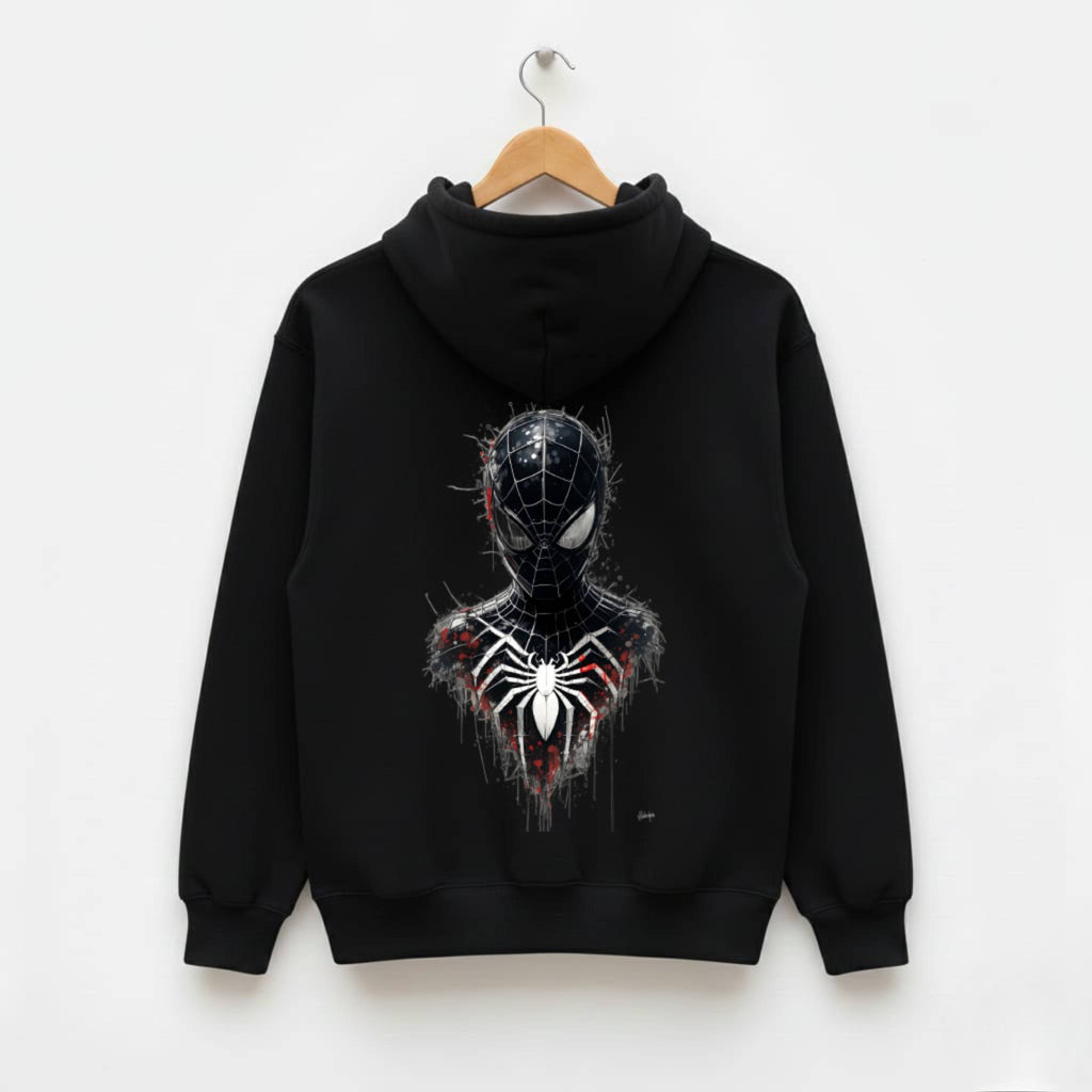 Man's spider hoodie - black