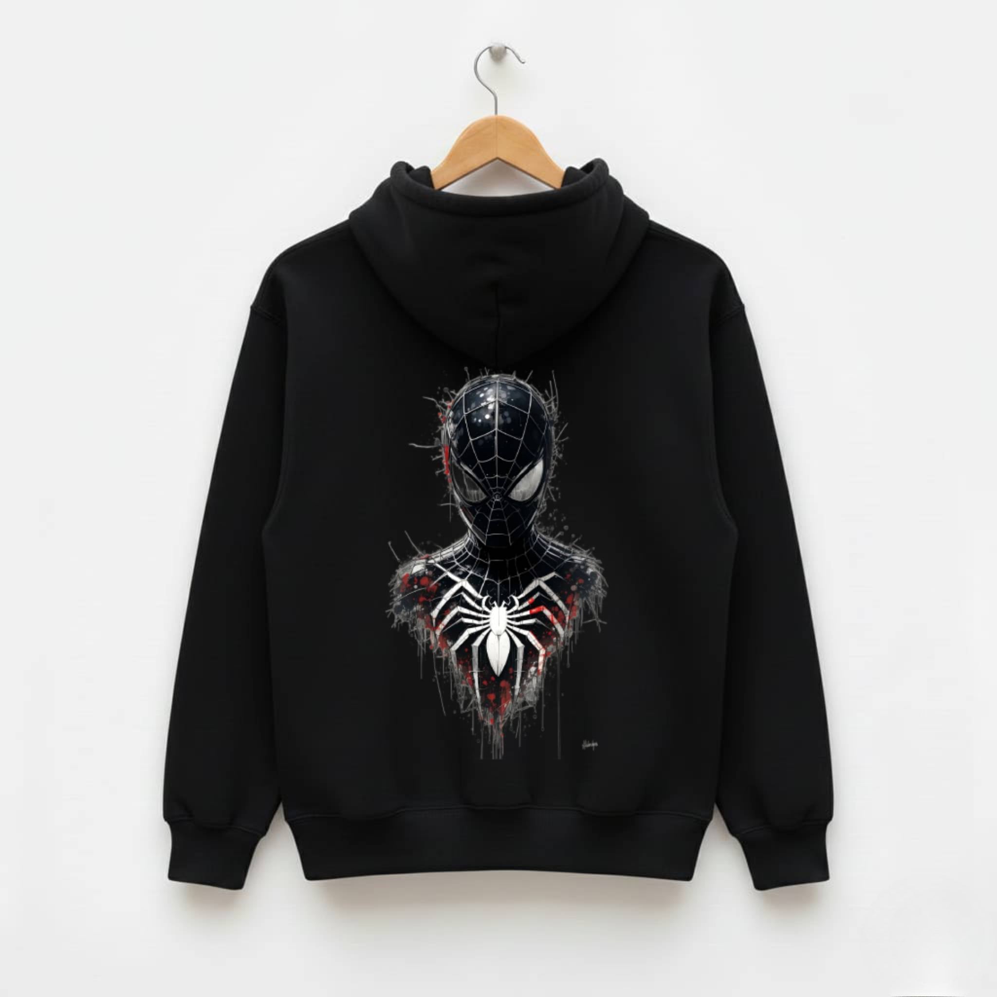 Man's spider hoodie - black