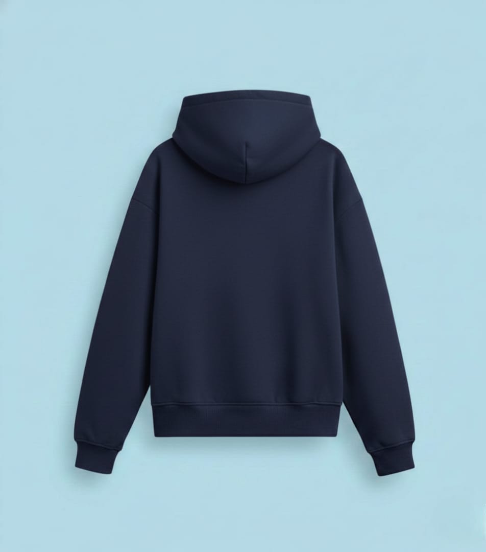 Varnista Navy Blue Oversized Hoodie – 430 GSM Heavyweight | Premium Cotton Loopknit | Unisex