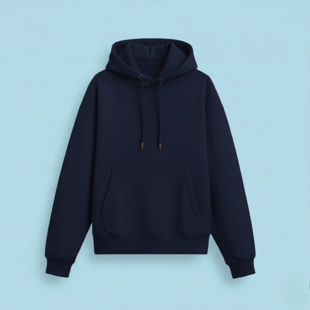 Varnista Navy Blue Oversized Hoodie – 430 GSM Heavyweight | Premium Cotton Loopknit | Unisex
